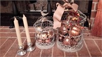 Metal Bird Cages and Candle Sticks