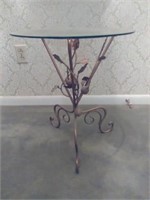 Metal and Glass Round Side Table