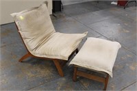 2pc Vintage Folding Patio Chair with Ottoman