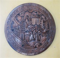 Large Carved Japanese Wood Plaque