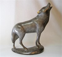 Robert Deurloo Bronze of a Wolf "Call of the Wild"