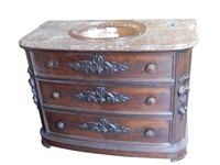 Antique Burl Walnut Sink Vanity with Mirror