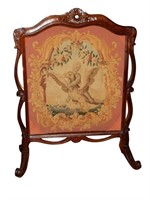 Antique French Roroco Needlepoint Fire Screen