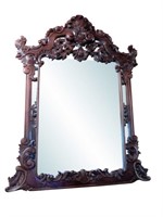 Big Baroque Style Hand Carved Mahogany Mirror