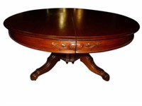 Antique Renaissance Round Oval 10 ft Dining Table