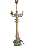 Antique Neoclassic Candelabra Bronze Lamp