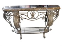 French Wrought Iron Marble Top Console