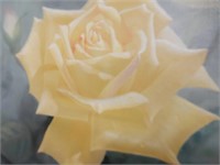 Yellow Rose Oil Painting Ornate Gilt Frame