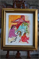 Original Whitney Abstract Watercolor, 4 Nudes