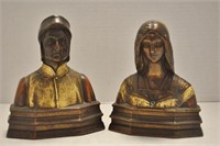 Set of Antique Dante & Beatrice Bronze Bookends