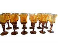 12 Large Amber Goblets 11" High