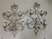 Pair of Cast Metal Sconce Lamps