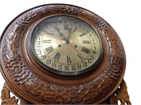 Huge Antique Oak German Wall Clock, Superb