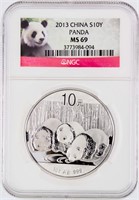 Coin 2013 Chinese 10 Yuan Panda 1 oz Silver MS69