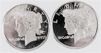 Coin (2) ½ Oz Peace Silver Rounds