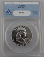 1962 Franklin PF-66 Silver Half Dollar Coin