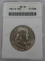 1961-D Franklin MS-64 Silver Half Dollar Coin