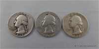 1939 1939-D 1939-S Washington Silver Quarter Coins