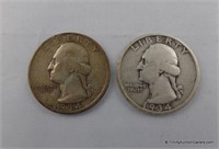 1934 and 1934-D Washington Silver Quarter Coins