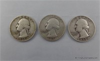 1935 1935-D 1935-S Washington Silver Quarter Coins