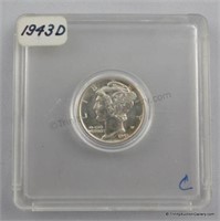 1943-D Mercury Unc. Silver Dime Coin
