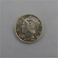 1942-S Mercury Unc. Silver Dime Coin