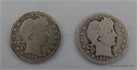 1914 and 1914-D Barber Silver Quarter Coins