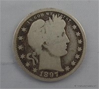 1897 Barber Silver Quarter Coin