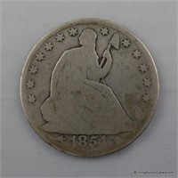 1854-O Seated Liberty Silver Half Dollar Coin