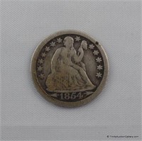 1854-O Seated Liberty Silver Dime Coin with Arrows