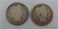 1895 and 1895-O Barber Silver Quarter Coins