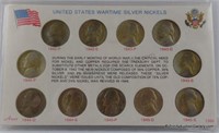 1942-1945 Jefferson 35% Silver War Nickel Coins