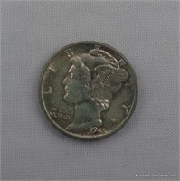 1945 Mercury Unc. Silver Dime Coin