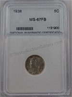 1938 Mercury MS-67FB Silver Dime Coin