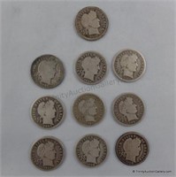 10 1897-1916 Barber Silver Dime Coins