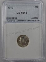 1942 Mercury MS-66FB Silver Dime Coin