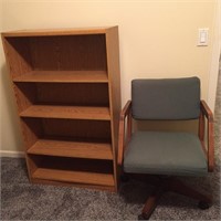 book case and office chair