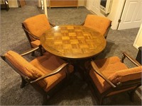 Hi/Lo Spring loaded Ethan Allen Round Table