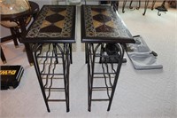2 Wine Rack Tables with Decorative Top & Globe on