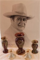 Gary Saderup John Wayne Print & Stone Vases