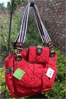 Vera Bradley red/white stripped tote & wallet NWT