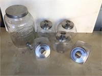 Vintage Glass dispenser and nut jars