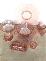 Vintage pink glass ware