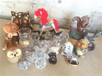 Assorted ceramic ,glass animals and more