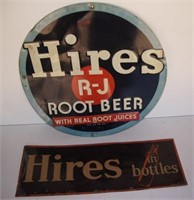 2 Vintage Metal Hires Root Beer Signs