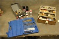ASSORTED GUN CLEANING SUPPLIES AND TOOLS