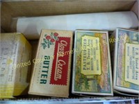 Box of beer coasters and cheese boxes