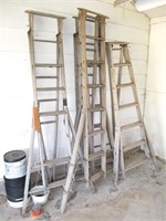 Lot, four 7' orchard ladders