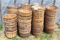 Lot, over 110 wooden bushel baskets