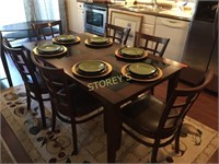 6 Person Dining Room Table w/ 8 Chairs